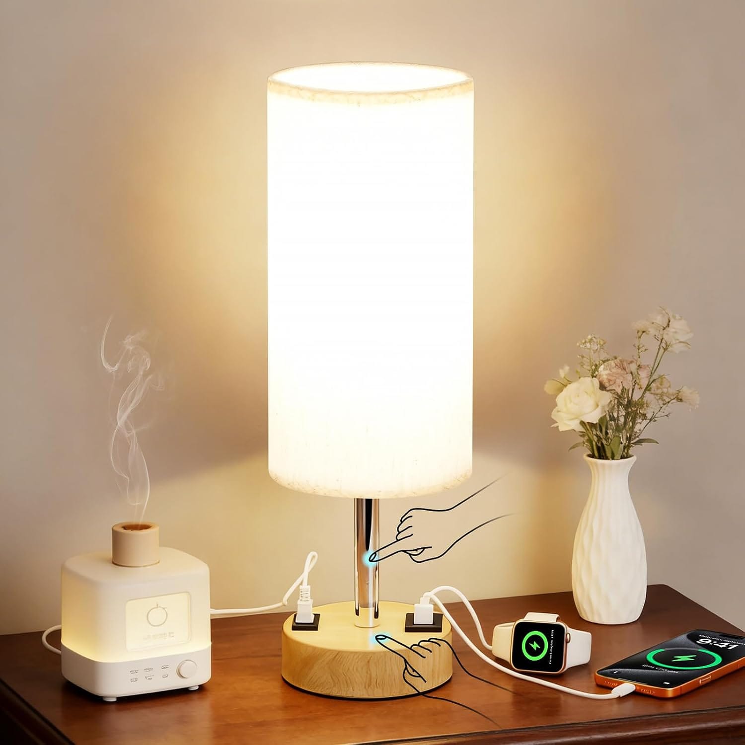 Fenmzee bedside table lamp for bedroom nightstand