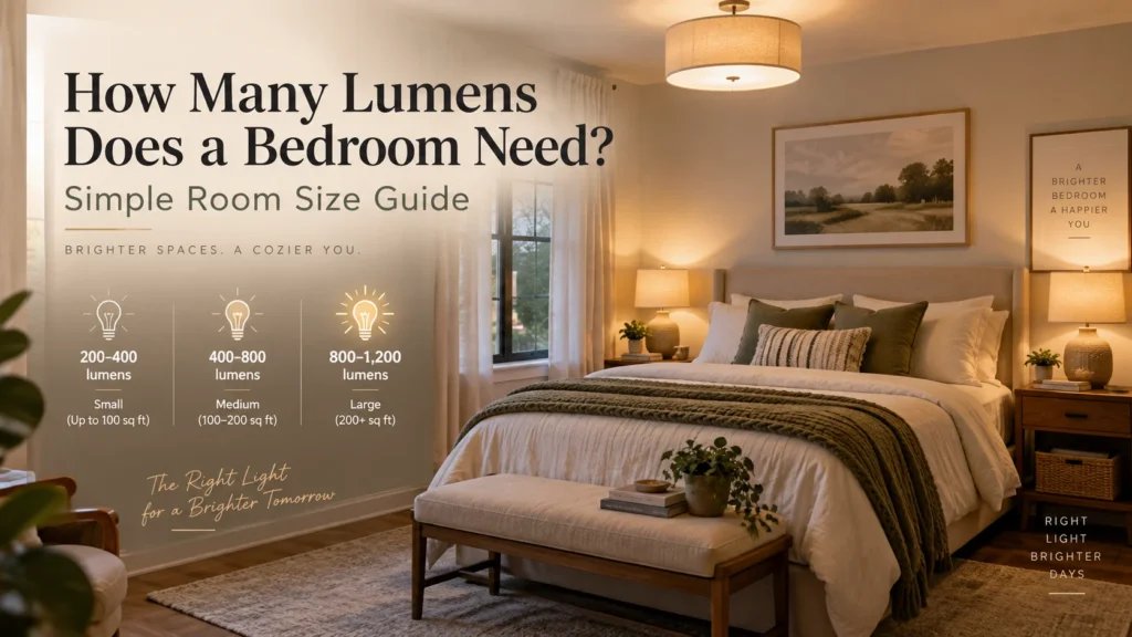 How many lumens does a bedroom need by room size