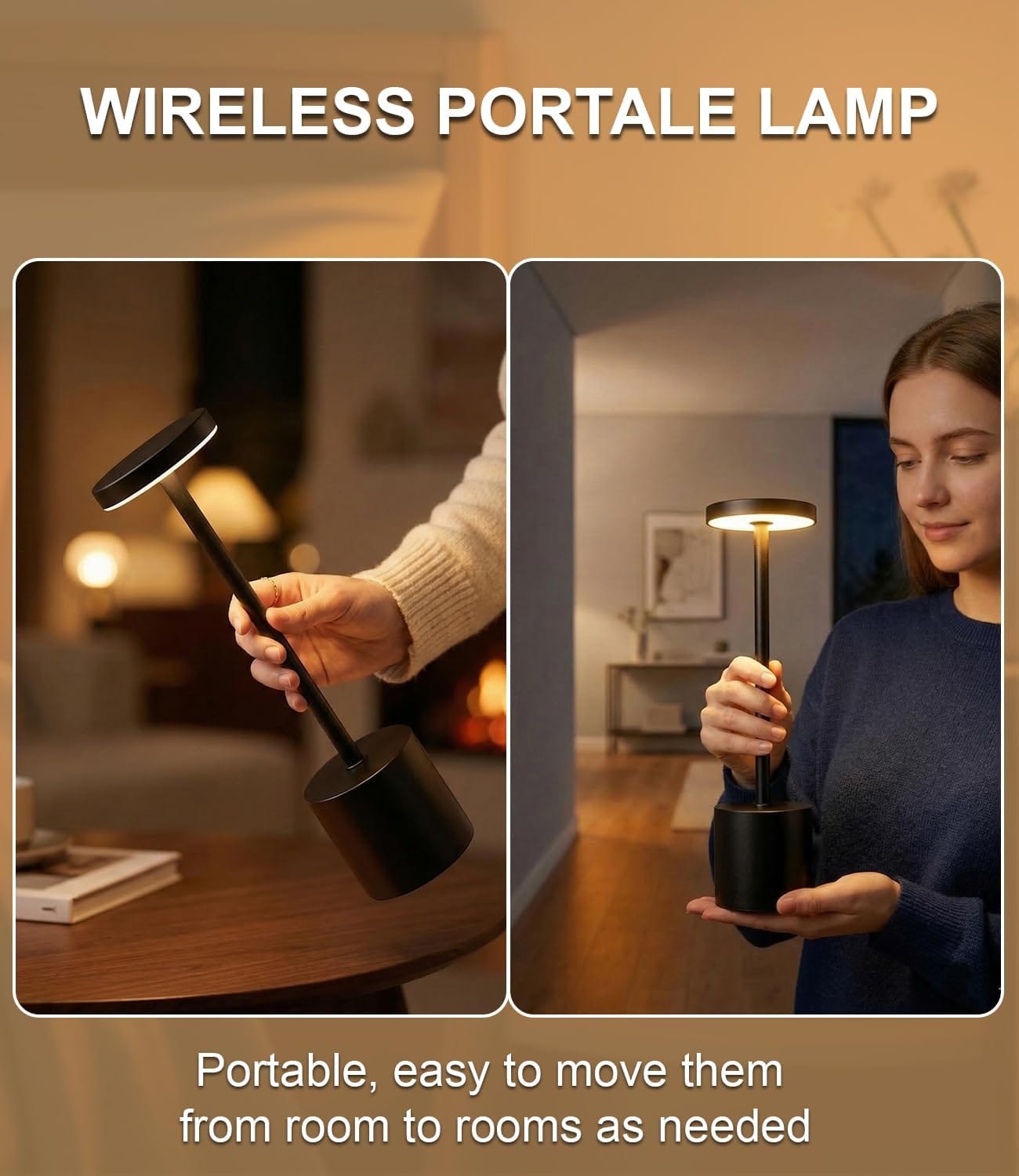 KDG cordless table lamp for bedroom nightstand