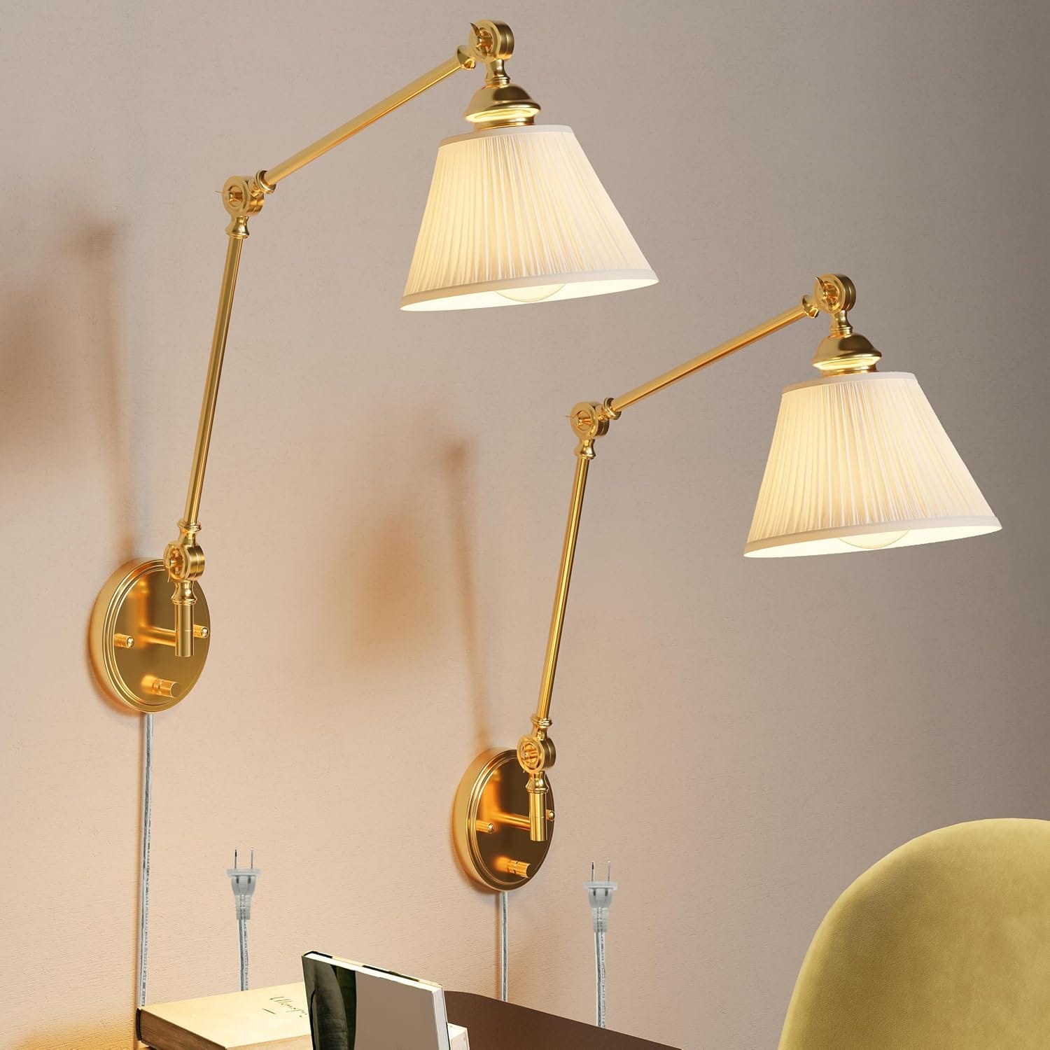 OIYIO plug in wall sconces set of 2 for bedroom