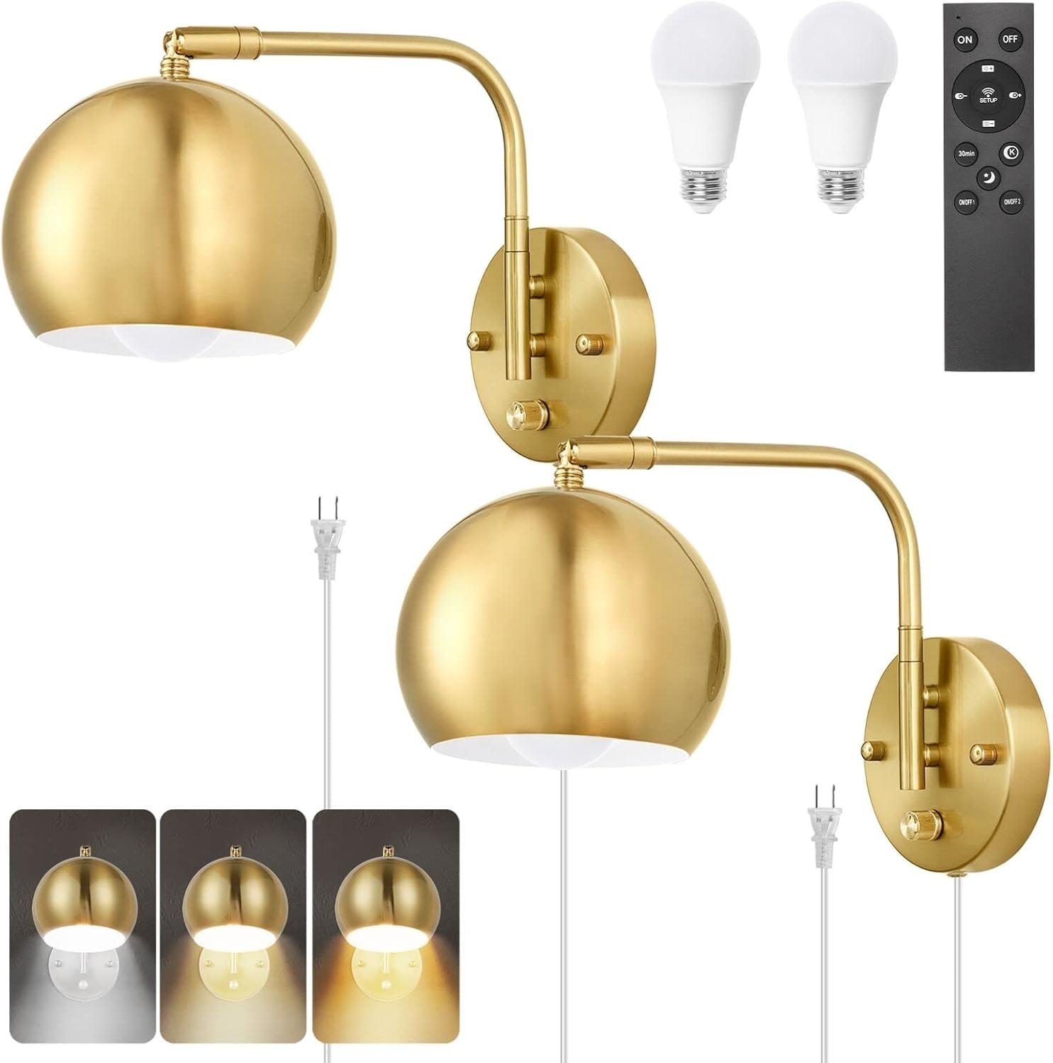 VATONI dimmable swing arm wall sconce for bedroom